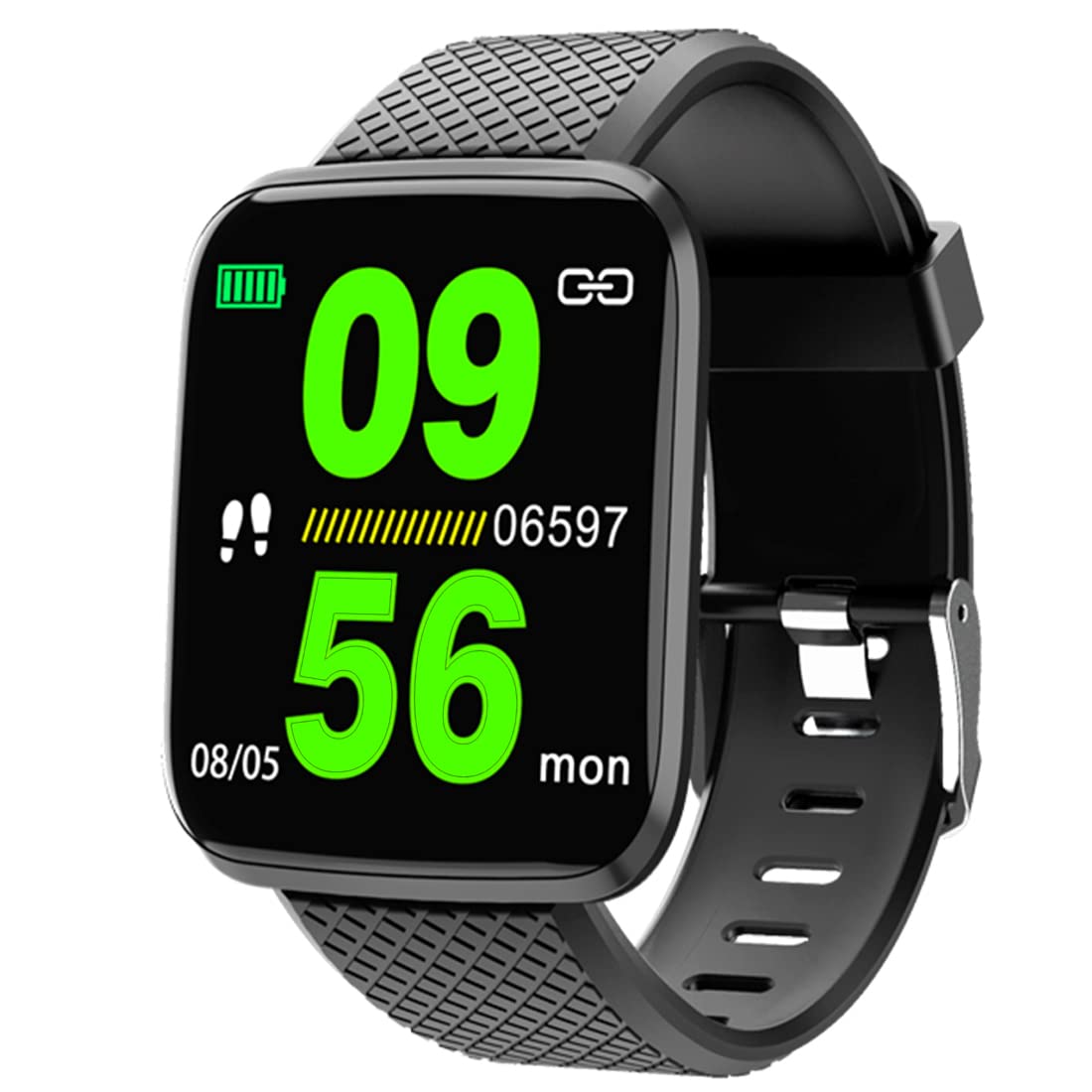 M I ID116 Fitness Band Smart Watch for Men, Women, Boys, Girls, Kids – Single Touch Interface, Water Resistant, Workout Modes, Quick Charge Sports Smartwatch – Black