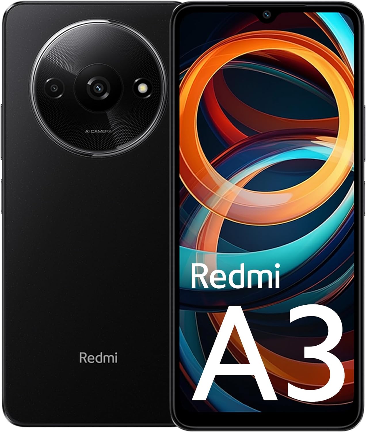 Redmi A3 (Midnight Black, 3GB RAM, 64GB Storage) | Premium Halo Design | 90Hz Display