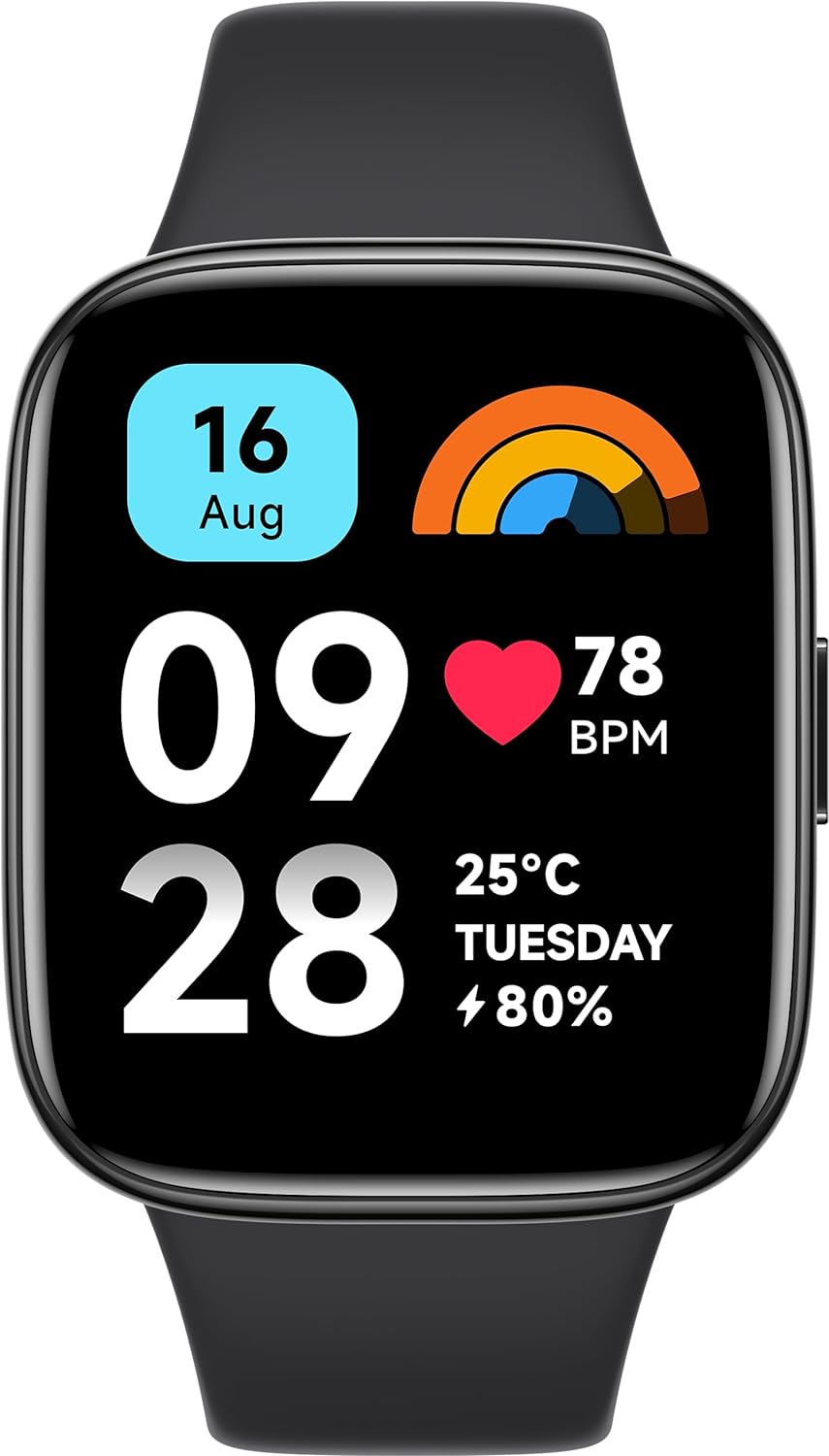 Xiaomi Redmi Smart Watch 3 Active Black| 1.83 Inch Big LCD Display, 5ATM Water Resistant, 12 Days Battery Life, GPS, 100+ Workout Mode, Heart Rate Monitor, Full Scale Fitness Tracking.